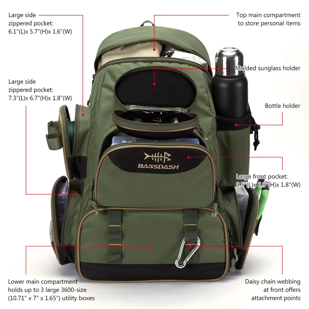 Fishing Tackle Backpack – Lightweight Tactical Fishing Bag with Multifunction Storage
