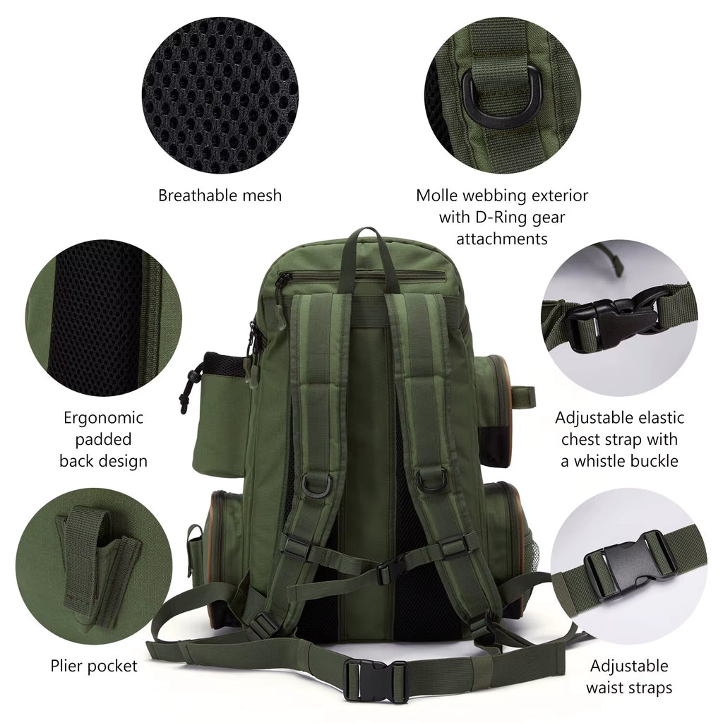 Fishing Tackle Backpack – Lightweight Tactical Fishing Bag with Multifunction Storage